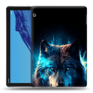 Силиконовый противоударный чехол на планшета Huawei MediaPad T5 с принтом Волк ночной