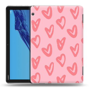 Силиконовый противоударный чехол на планшета Huawei MediaPad T5 с принтом Сердечки