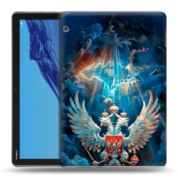 Силиконовый противоударный чехол на планшета Huawei MediaPad T5 с принтом Герб флаг России