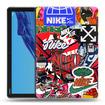 Силиконовый противоударный чехол на планшета Huawei MediaPad T5 с принтом Найк Nike яркий