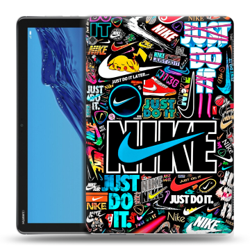 Силиконовый противоударный чехол на планшета Huawei MediaPad T5 с принтом найк nike черный