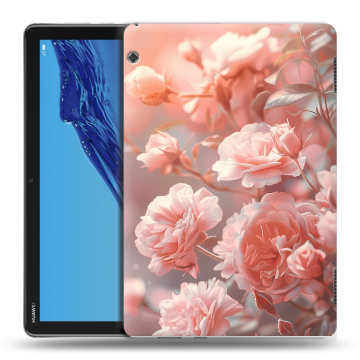 Силиконовый противоударный чехол на планшета Huawei MediaPad T5 с принтом Розовые розы