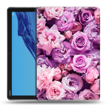 Силиконовый противоударный чехол на планшета Huawei MediaPad T5 с принтом лавандовые розы