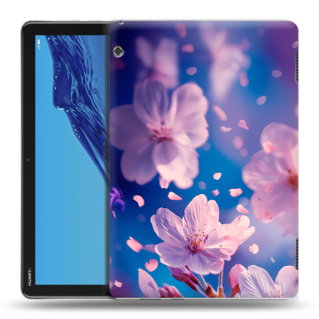 Силиконовый противоударный чехол на планшета Huawei MediaPad T5 с принтом цветы бабочки