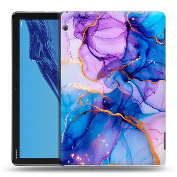 Силиконовый противоударный чехол на планшета Huawei MediaPad T5 с принтом синий мрамор