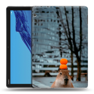 Силиконовый противоударный чехол на планшета Huawei MediaPad T5 с принтом капибара