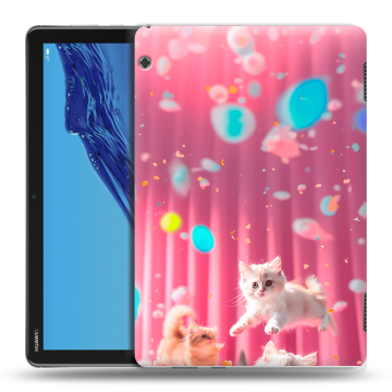 Силиконовый противоударный чехол на планшета Huawei MediaPad T5 с принтом милые котики