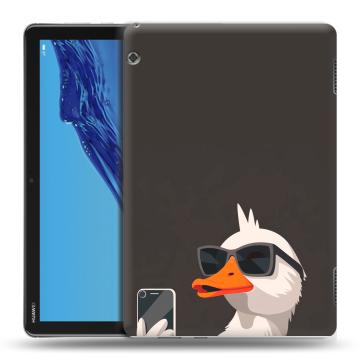 Силиконовый противоударный чехол на планшета Huawei MediaPad T5 с принтом утка в очках