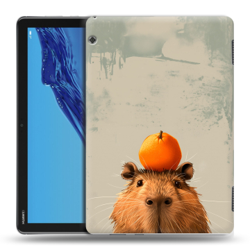Силиконовый противоударный чехол на планшета Huawei MediaPad T5 с принтом капибара