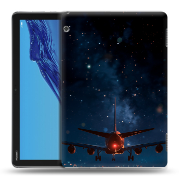 Силиконовый противоударный чехол на планшета Huawei MediaPad T5 с принтом самолет