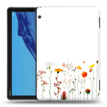 Силиконовый противоударный чехол на Huawei MediaPad T5 с принтом цветы