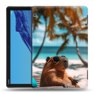Силиконовый противоударный чехол на Huawei MediaPad T5 с принтом Капибара