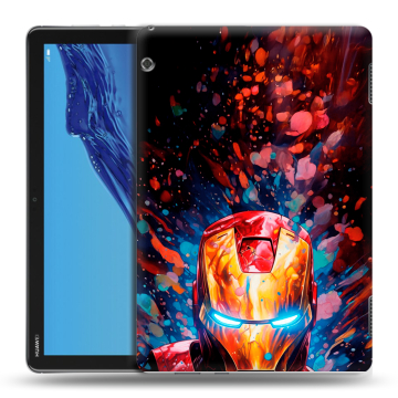 Силиконовый противоударный чехол на Huawei MediaPad T5 с принтом Железный человек Ironman