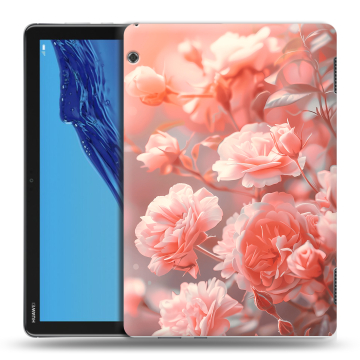 Силиконовый противоударный чехол на Huawei MediaPad T5 с принтом Розы цветы