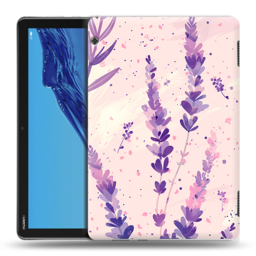 Силиконовый противоударный чехол на Huawei MediaPad T5 с принтом цветы лаванда