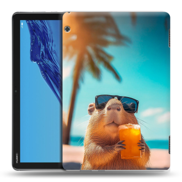 Силиконовый противоударный чехол на Huawei MediaPad T5 с принтом Капибара