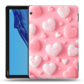 Силиконовый противоударный чехол на Huawei MediaPad T5 с принтом Сердечки