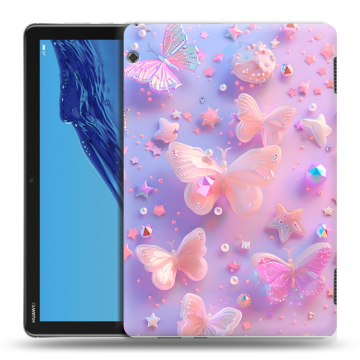Силиконовый противоударный чехол на Huawei MediaPad T5 с принтом Бабочки