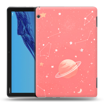 Силиконовый противоударный чехол на Huawei MediaPad T5 с принтом Розовый космос