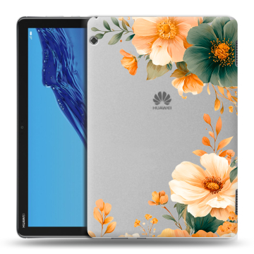 Силиконовый противоударный чехол на Huawei MediaPad T5 с принтом Цветы принт