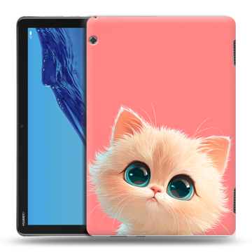 Силиконовый противоударный чехол на Huawei MediaPad T5 с принтом Розовый котенок