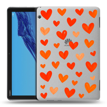 Силиконовый противоударный чехол на Huawei MediaPad T5 с принтом Сердечки