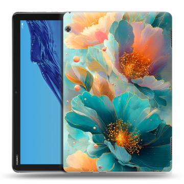 Силиконовый противоударный чехол на Huawei MediaPad T5 с принтом Цветы