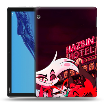 Силиконовый противоударный чехол на Huawei MediaPad T5 с принтом Hazbin Hotel Отель Хазбин