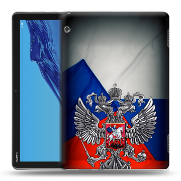 Силиконовый противоударный чехол на Huawei MediaPad T5 с принтом Флаг России