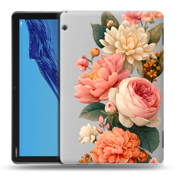 Силиконовый противоударный чехол на Huawei MediaPad T5 с принтом цветы