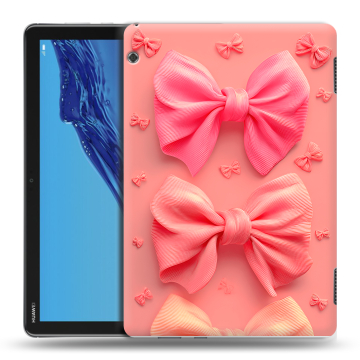 Силиконовый противоударный чехол на Huawei MediaPad T5 с принтом Розовые бантики