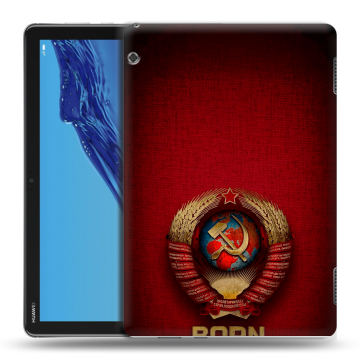 Силиконовый противоударный чехол на Huawei MediaPad T5 с принтом Флаг Герб СССР