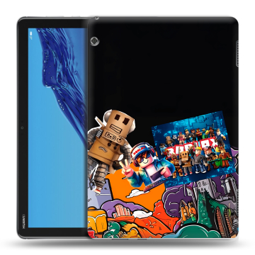 Силиконовый противоударный чехол на Huawei MediaPad T5 с принтом Roblox Роблокс