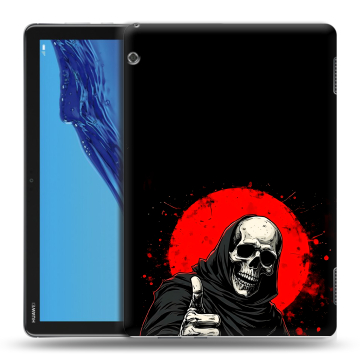 Силиконовый противоударный чехол на Huawei MediaPad T5 с принтом смешной скелет