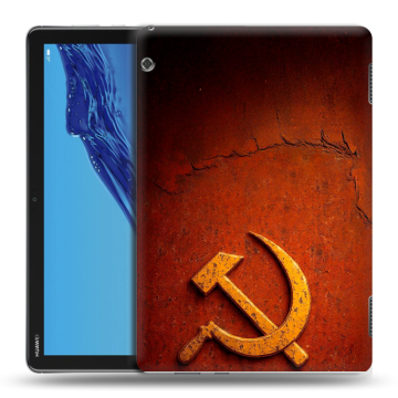 Силиконовый противоударный чехол на Huawei MediaPad T5 с принтом Флаг Герб СССР