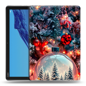 Силиконовый противоударный чехол на Huawei MediaPad T5 с принтом Новый год