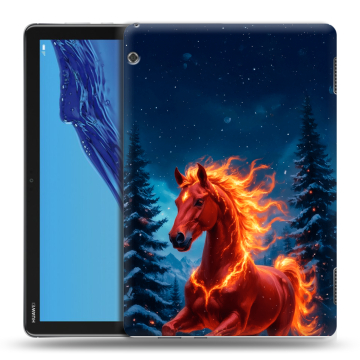Силиконовый противоударный чехол на Huawei MediaPad T5 с принтом Новый год коня