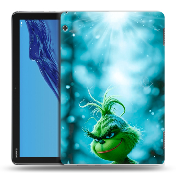 Силиконовый противоударный чехол на Huawei MediaPad T5 с принтом Новый год гринч