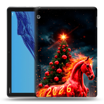 Силиконовый противоударный чехол на Huawei MediaPad T5 с принтом Новый год