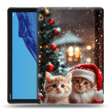 Силиконовый противоударный чехол на Huawei MediaPad T5 с принтом Новый год
