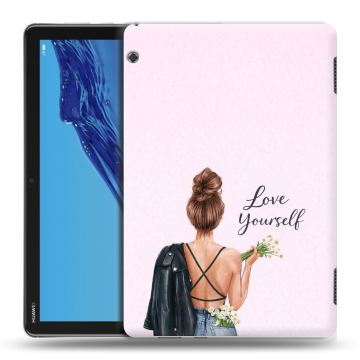 Силиконовый противоударный чехол на Huawei MediaPad T5 с принтом женский