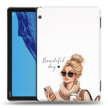 Силиконовый противоударный чехол на Huawei MediaPad T5 с принтом женский