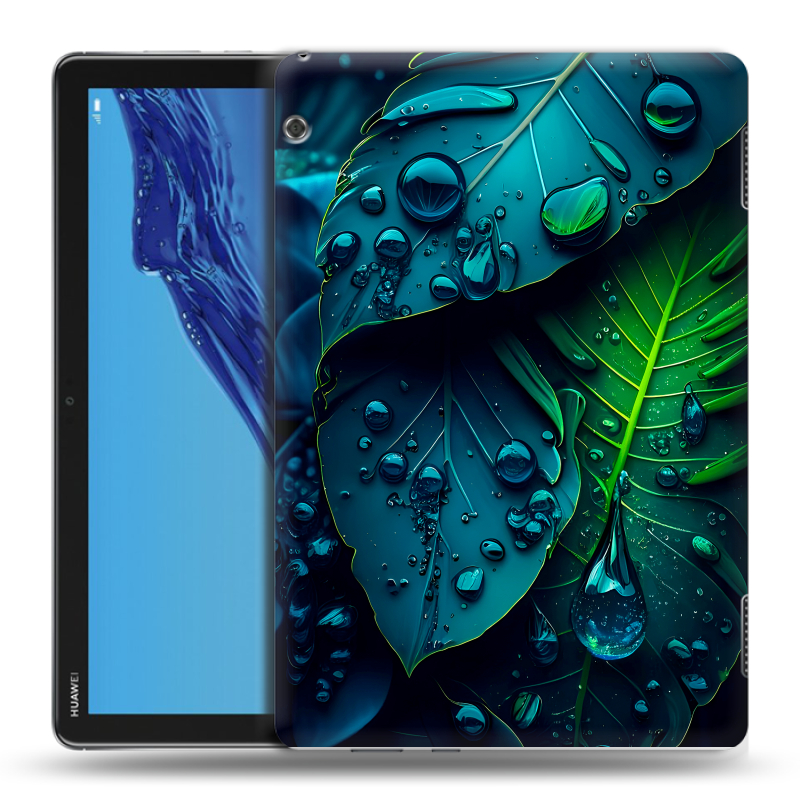 Силиконовый противоударный чехол на Huawei MediaPad T5 с принтом Листья Силиконовый противоударный чехол на Huawei MediaPad T5 с принтом Листья