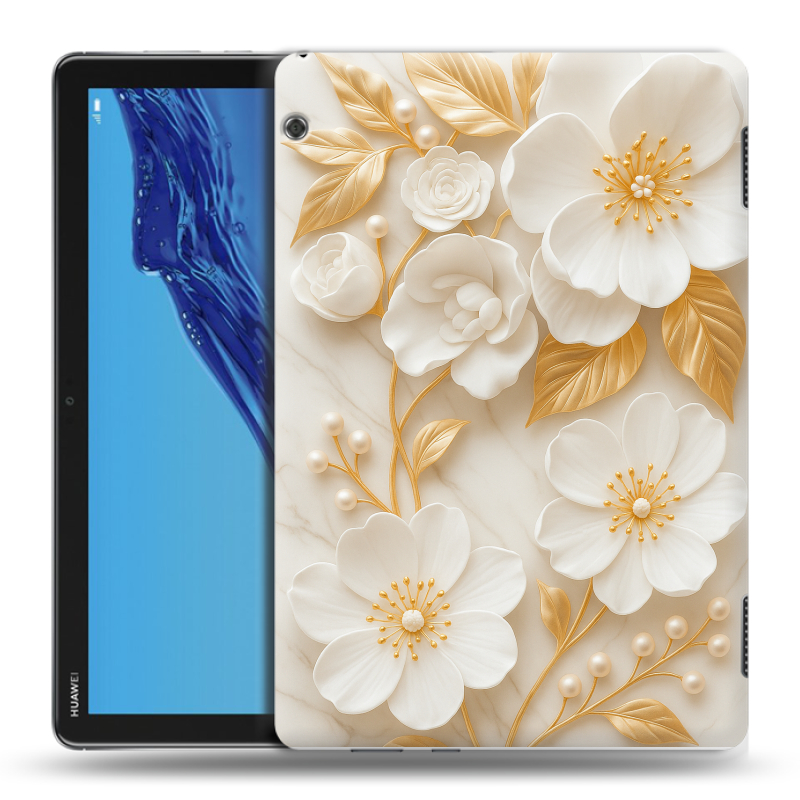 Силиконовый противоударный чехол на Huawei MediaPad T5 с принтом Цветы Силиконовый противоударный чехол на Huawei MediaPad T5 с принтом Цветы