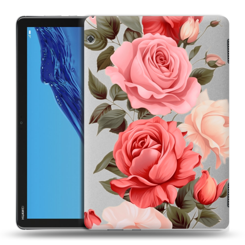 Силиконовый противоударный чехол на Huawei MediaPad T5 с принтом Розы Силиконовый противоударный чехол на Huawei MediaPad T5 с принтом Розы