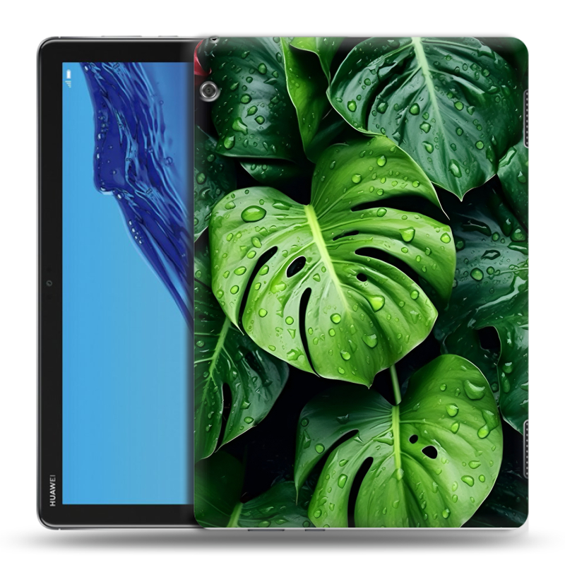 Силиконовый противоударный чехол на Huawei MediaPad T5 с принтом Листья Силиконовый противоударный чехол на Huawei MediaPad T5 с принтом Листья