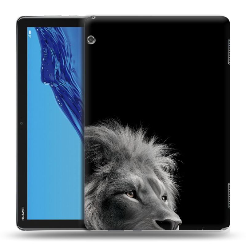 Силиконовый противоударный чехол на Huawei MediaPad T5 с принтом Лев кошки Силиконовый противоударный чехол на Huawei MediaPad T5 с принтом Лев кошки