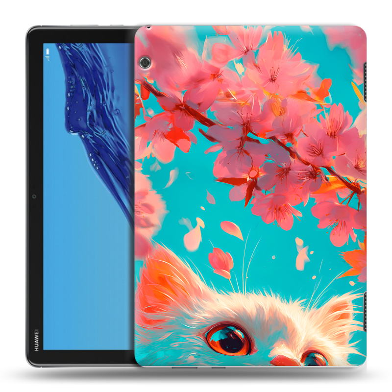 Силиконовый противоударный чехол на Huawei MediaPad T5 с принтом Красивый кот Силиконовый противоударный чехол на Huawei MediaPad T5 с принтом Красивый кот