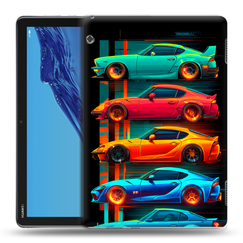 Силиконовый противоударный чехол на Huawei MediaPad T5 с принтом машины тачки Силиконовый противоударный чехол на Huawei MediaPad T5 с принтом машины тачки