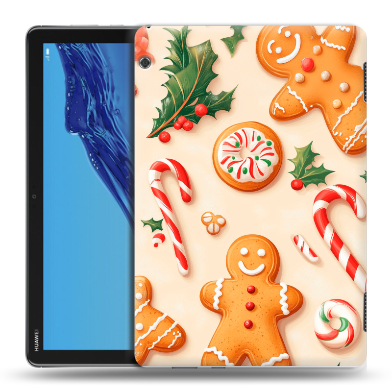 Силиконовый противоударный чехол на Huawei MediaPad T5 с принтом Новый год Силиконовый противоударный чехол на Huawei MediaPad T5 с принтом Новый год